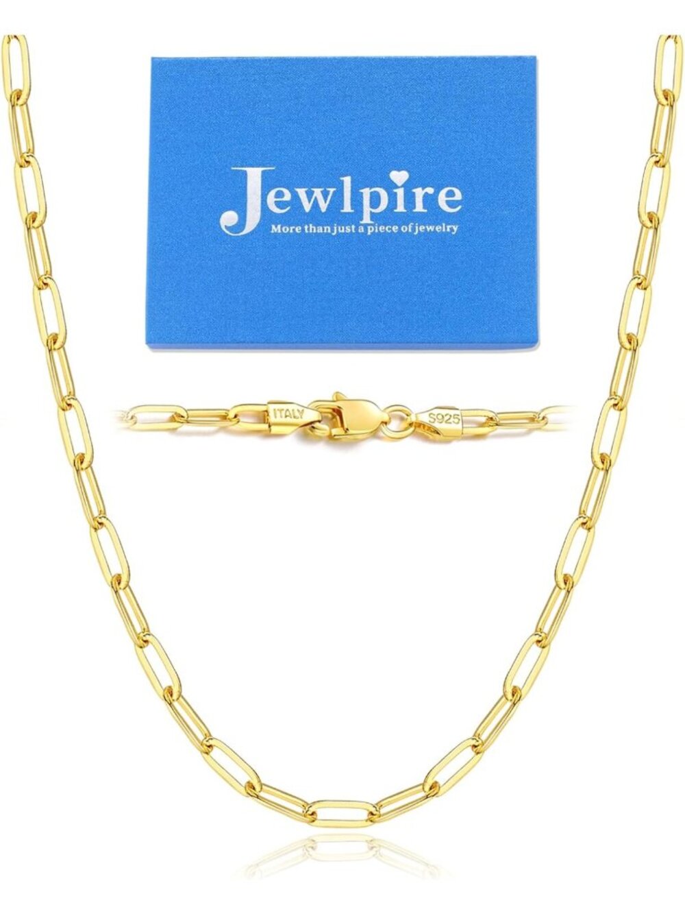 14K Gold Plated Sterling Silver Paperclip Chain Necklace for Women, 16-26 Inch